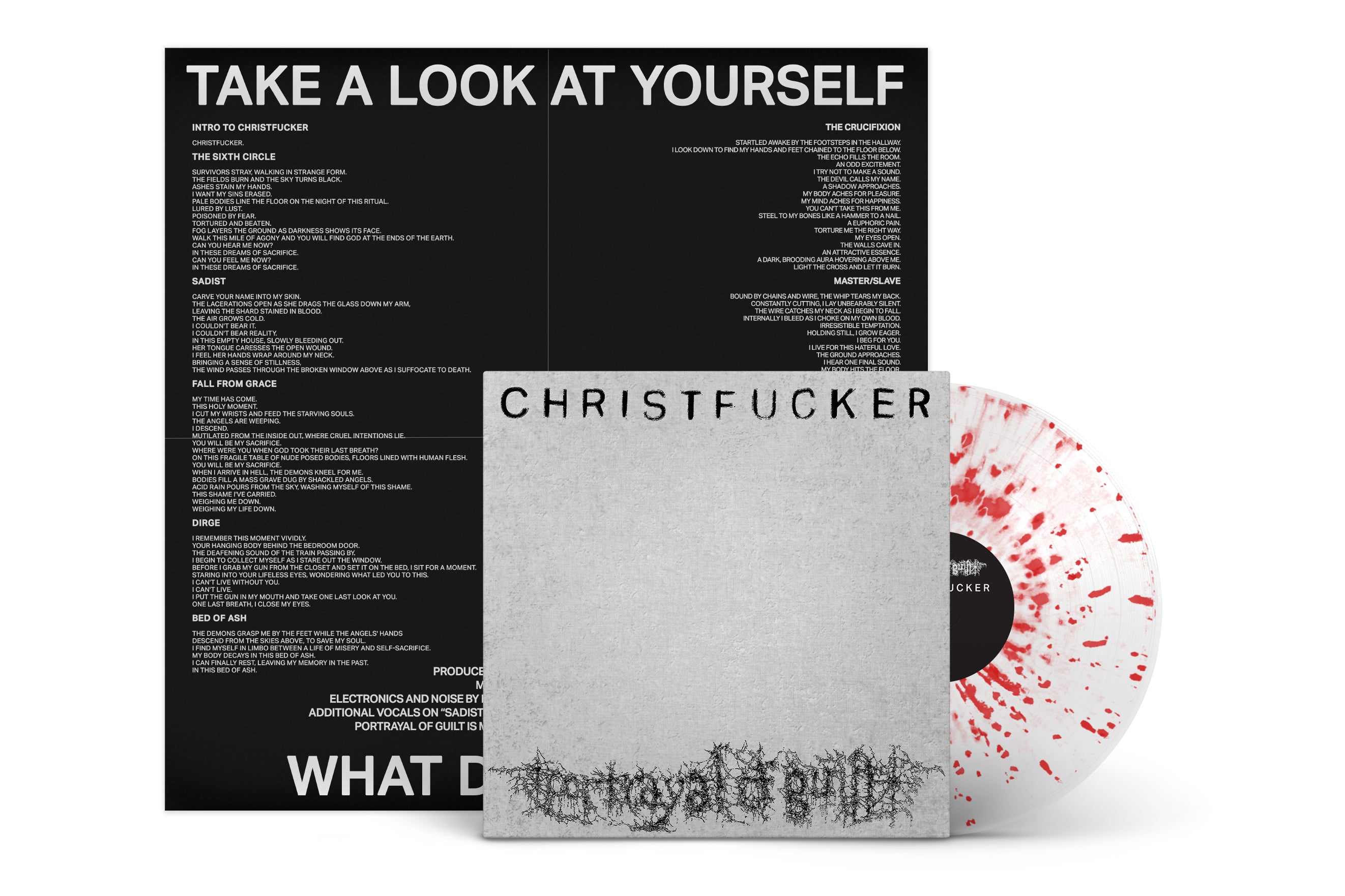 PORTRAYAL OF GUILT 'CHRISTFUCKER' LP (Limited Edition - Only 300 Made, Clear & Red Splatter Vinyl + Poster)