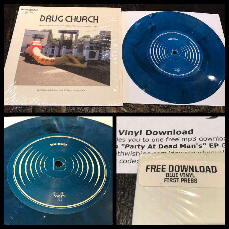 DRUG CHURCH 'PARTY AT DEAD MAN'S' 7" (blue vinyl)