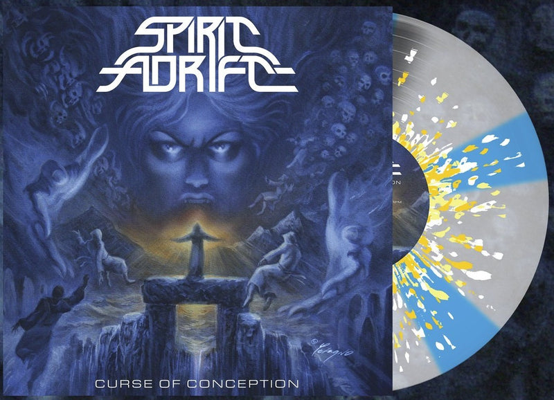 SPIRIT ADRIFT 'CURSE OF CONCEPTION' LP (Clear Cyan Pinwheel w/ White & 2 Yellows Splatter Vinyl)