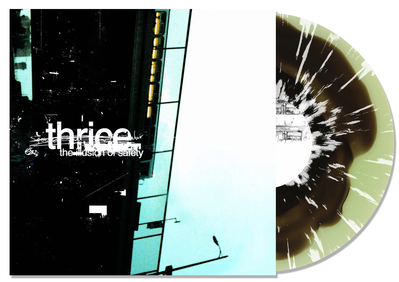 THRICE ‘THE ILLUSION OF SAFETY’ 20TH ANNIVERSARY LP (Limited Edition, Coke Bottle Clear w/ Black Blob & White Splatter Vinyl)